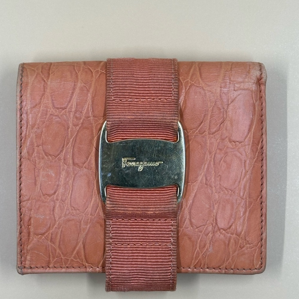 Salvatore Ferragamo Orange Leather Wallet